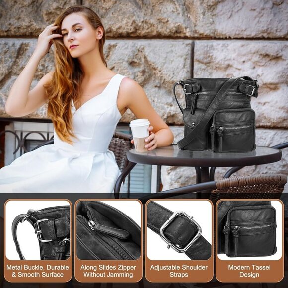 Crossbody Bags for Women, PU Leather Multi Pocket with Adjustable Straps Women S - Picture 3 of 6